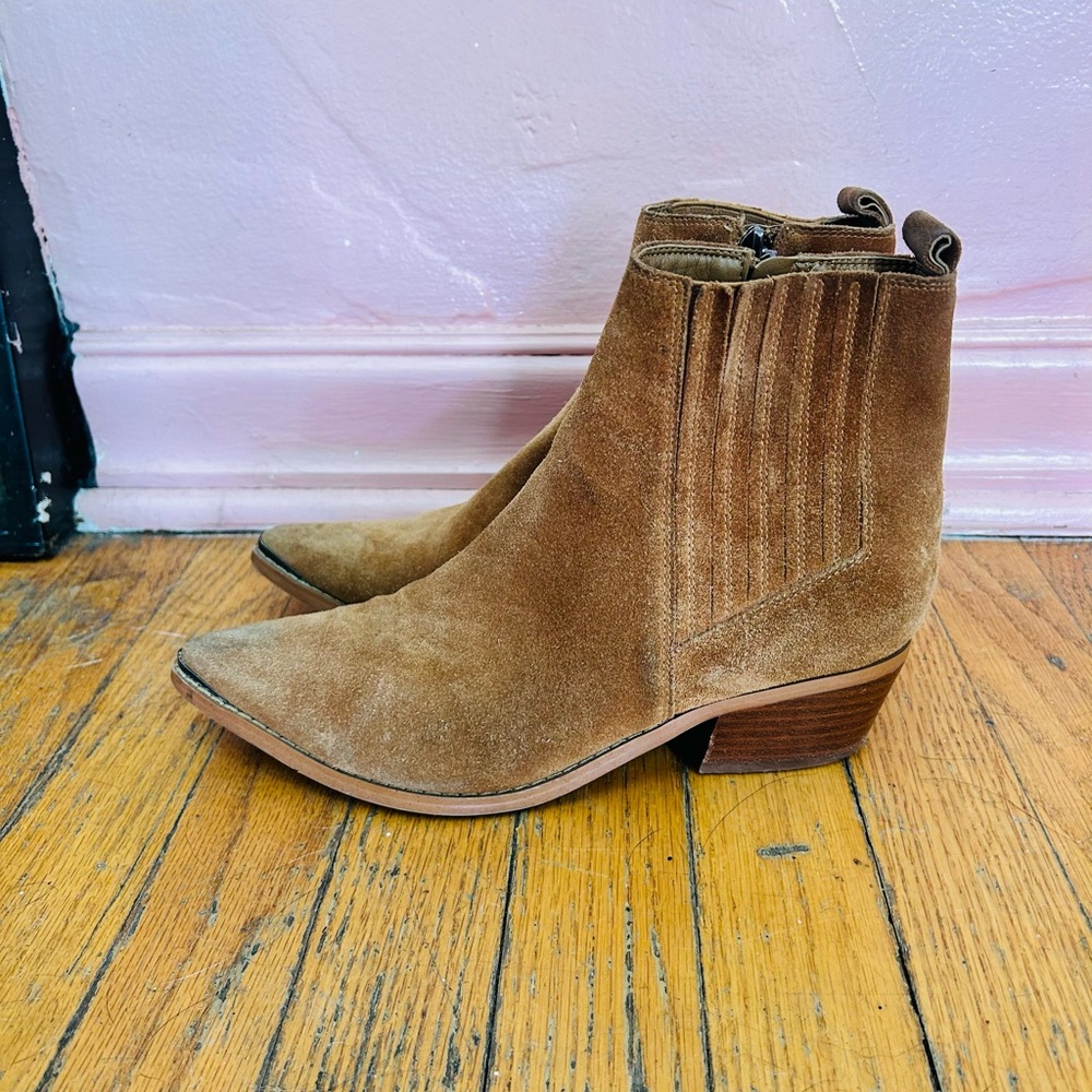 Marc Fisher Tan Suede Ankle Boots